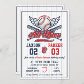 ヴィンテージ野球ダブルヘッダー共同誕生日 招待状 (正面/裏面)