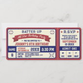 ヴィンテージ野球チケット誕生会 招待状 (正面)