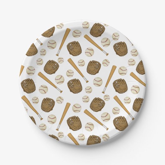 ヴィンテージ野球ノスタルジックなスポーツをテーマ ペーパープレート (正面)