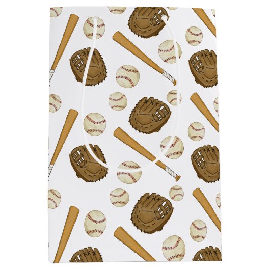 ヴィンテージ野球ノスタルジックなスポーツをテーマ ミディアムペーパーバッグ (正面)