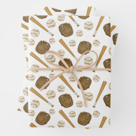 ヴィンテージ野球ノスタルジックなスポーツをテーマ ラッピングペーパーシート