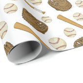 ヴィンテージ野球ノスタルジックなスポーツをテーマ ラッピングペーパー (ロールコーナー)