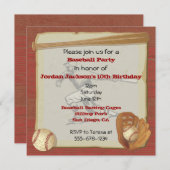 ヴィンテージ野球パーティの招待状カード 招待状 (正面/裏面)