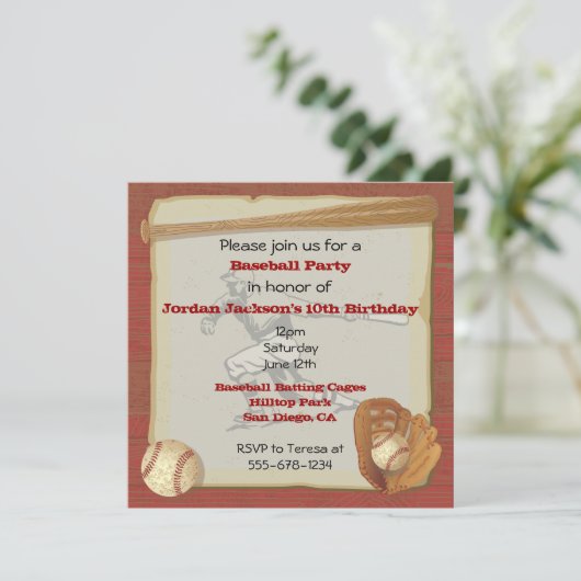 ヴィンテージ野球パーティの招待状カード 招待状 (スタンド正面)