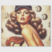 ヴィンテージ野球ピンアップ ラッピングペーパー (フラット)