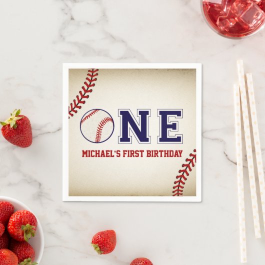 ヴィンテージ野球ファースト誕生日 スタンダードカクテルナプキン (インサイチュ)