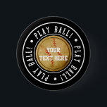 ヴィンテージ野球ブラックプレイボールパーティーピンバッジ 缶バッジ<br><div class="desc">ヴィンテージ野球ブラックプレイボールパーティーピンバッジ。任意のテキストでカスタマイズできます。</div>