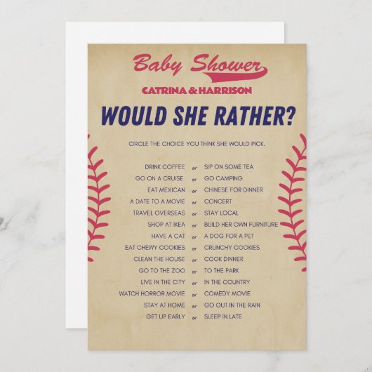 ヴィンテージ野球ベビーシャワーゲーム – 編集可能な名前， 招待状 (正面/裏面)