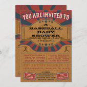 ヴィンテージ野球ベビーシャワー招待状 招待状 (正面/裏面)