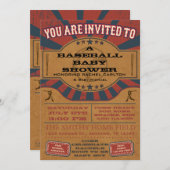 ヴィンテージ野球ベビーシャワー招待状 招待状 (正面/裏面)