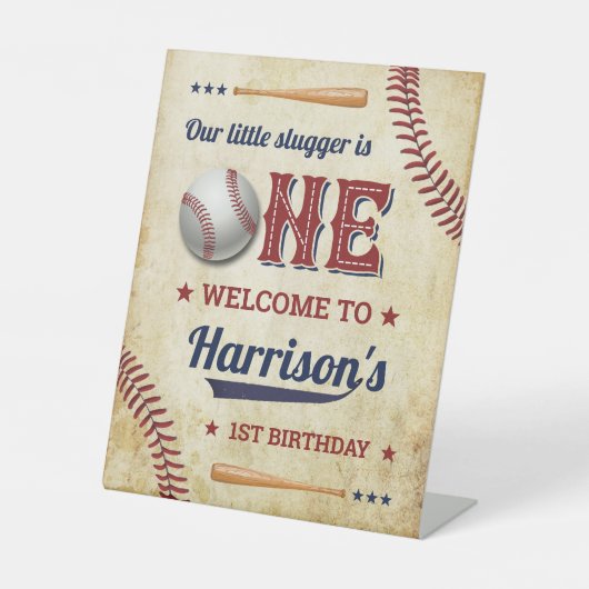 ヴィンテージ野球ボーイズ1歳の誕生日へようこそ 台座サイン (正面)