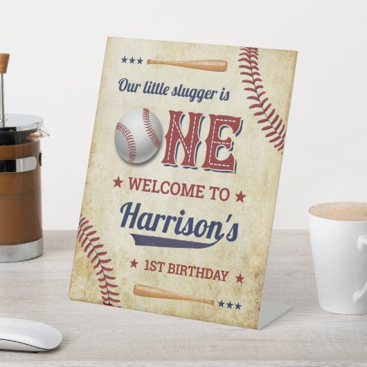 ヴィンテージ野球ボーイズ1歳の誕生日へようこそ 台座サイン (インサイチュ)