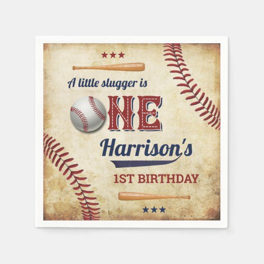 ヴィンテージ野球ボーイズ1歳 スタンダードカクテルナプキン (正面)