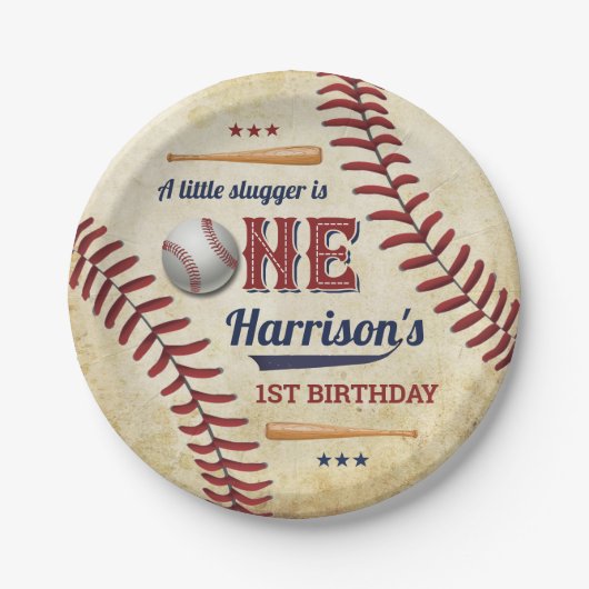 ヴィンテージ野球ボーイズ1歳 ペーパープレート (正面)