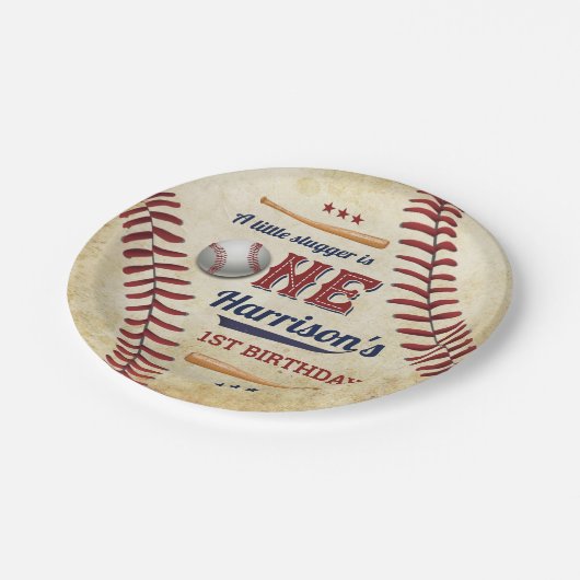 ヴィンテージ野球ボーイズ1歳 ペーパープレート (アングル)