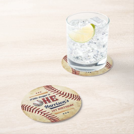 ヴィンテージ野球ボーイズ1歳 ラウンドペーパーコースター (インサイチュ)