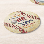 ヴィンテージ野球ボーイズ1歳 ラウンドペーパーコースター (アングル)