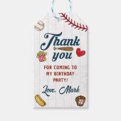 ヴィンテージ野球ボーイ誕生日サンキュー ギフトタグ (正面)