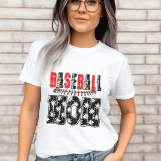 ヴィンテージ野球ママ動揺してフローラルパターン Tシャツ