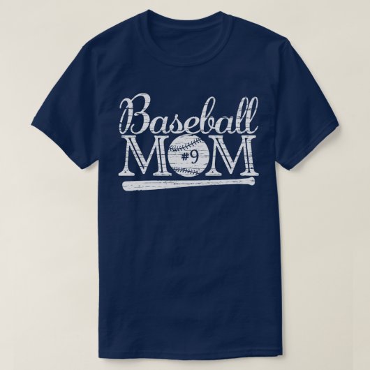ヴィンテージ野球ママ9選手お気に入りの最大ファン Tシャツ (デザイン正面)