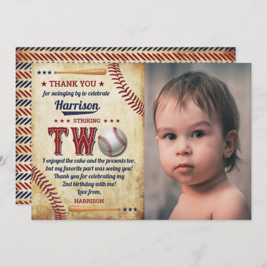ヴィンテージ野球少年たち第2バースデーフォト サンキューカード (正面/裏面)