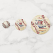 ヴィンテージ野球少年たち1歳の誕生日フォト コンフェッティ (正面)