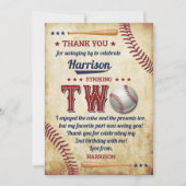 ヴィンテージ野球少年たち2歳の誕生日 サンキューカード (正面)