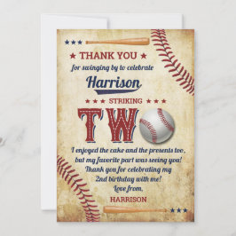 ヴィンテージ野球少年たち2歳の誕生日 サンキューカード