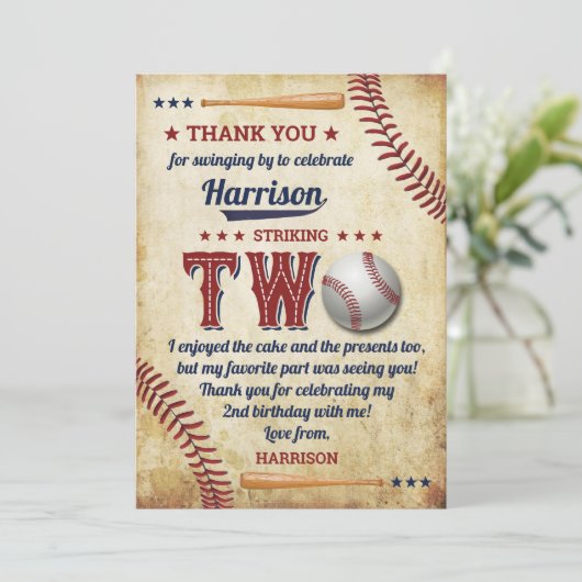 ヴィンテージ野球少年たち2歳の誕生日 サンキューカード (スタンド正面)