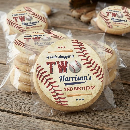 ヴィンテージ野球少年たち2歳の誕生日 ラウンドシール