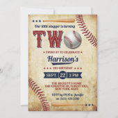 ヴィンテージ野球少年たち2歳の誕生日 招待状 (正面)