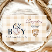 ヴィンテージ野球少年の赤ちゃんシャワー登録 エンクロージャーカード