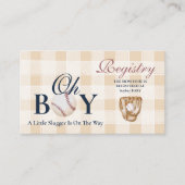 ヴィンテージ野球少年の赤ちゃんシャワー登録 エンクロージャーカード (正面)