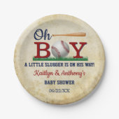 ヴィンテージ野球少年の赤ちゃんシャワー ペーパープレート (正面)