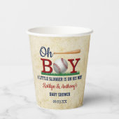 ヴィンテージ野球少年の赤ちゃんシャワー 紙コップ (裏面)