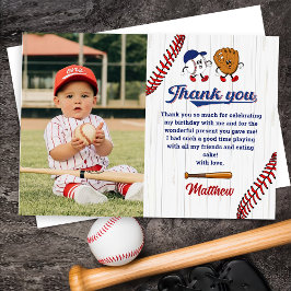 ヴィンテージ野球少年誕生日写真サンキューカード サンキューカード