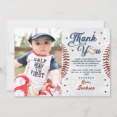 ヴィンテージ野球少年誕生日写真サンキューカード 招待状 (正面)