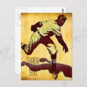 ヴィンテージ野球投手ありがとうはがき ポストカード (正面/裏面)