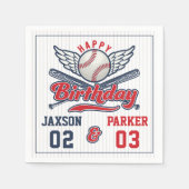 ヴィンテージ野球用ダブルヘッダー接合誕生日 スタンダードカクテルナプキン (正面)