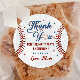 ヴィンテージ野球誕生日パーティーステッカー ラウンドシール