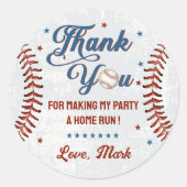 ヴィンテージ野球誕生日パーティーステッカー ラウンドシール (正面)