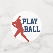 ヴィンテージ野球赤とネイビーブルーの誕生日写真 コンフェッティ (スモール正面)