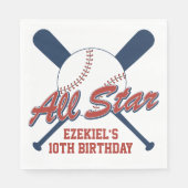 ヴィンテージ野球赤とネイビーブルー誕生日 スタンダードランチョンナプキン (正面)