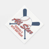 ヴィンテージ野球赤とネイビーブルー誕生日 スタンダードランチョンナプキン (角)