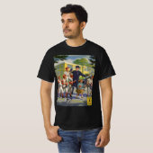ヴィンテージ野球選手と交通整理をする警察官 Tシャツ (正面フル)