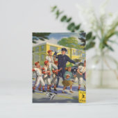 ヴィンテージ野球選手と警察交叉ガード ポストカード (スタンド正面)