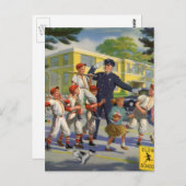 ヴィンテージ野球選手と警察交叉ガード ポストカード (正面/裏面)