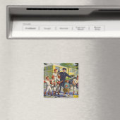 ヴィンテージ野球選手と警察交叉ガード マグネット (インサイチュ (食洗機))