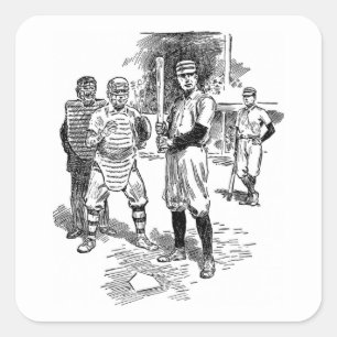 ヴィンテージ野球選手のステッカーセット スクエアシール