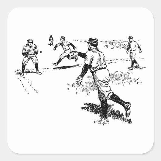 ヴィンテージ野球選手のステッカーセット スクエアシール (正面)